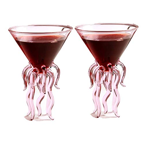 GAOGAO Octopus Cocktail Glass Creative Drinkware Bar Goblet Tools Snifters (Huge 2 Transparent) - color: Huge 2 Transparent (250ml), size: 8.5 Ounces