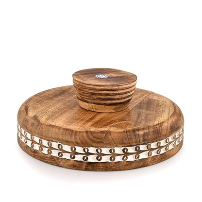 Decorative Wooden Centerpiece Bowl – Mango Wood Pedestal Dough Bowl for Entryway Table, Coffee Table & Home Décor, Large Fruit & Key Bowl (12" X 12" X 4.5")