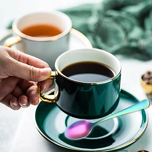 Demitasse Espresso Spoons,4.75inch Stainless Steel Coffee Spoons - color: Rainbow, size: 4.7Inch