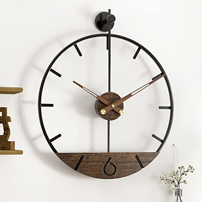 Modern Wood Walnut Dial Wall Clock, Large Simple Wall Decor Metal Frame Silent Non Ticking Clock for Living Room Decor, Kitchen, Bedroom, Study Decoration, Handmade Home Gift Idea, 22.5 in - size: 2.Large 22.5In(57cm)