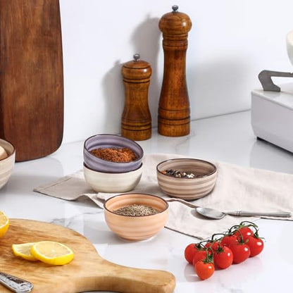 Selamica Ceramic Dipping Bowls, 4 OZ Mini Bowls for Sauce, Condiments, Side Dishes, Charcuterie Boards, Microwave Dishwasher Safe, 3.5 Inch, Set of 6, Maillard - color: Maillard, size: 4 Oz