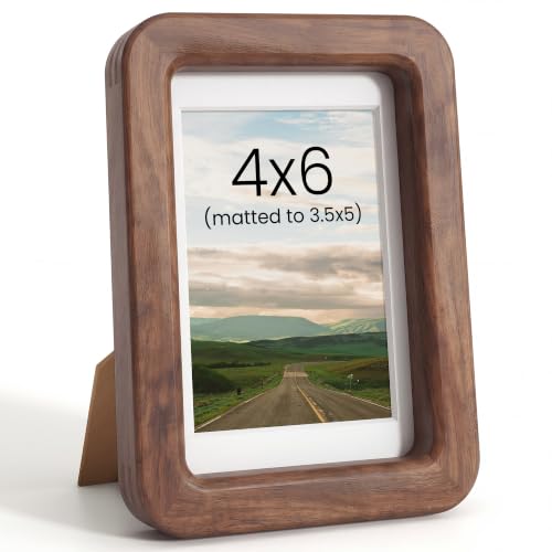 Acovy 4x6in Picture Frame, Natural Solid Walnut - color: Walnut, size: 4x6in