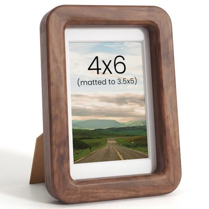 Acovy 4x6in Picture Frame, Natural Solid Walnut - color: Walnut, size: 4x6in