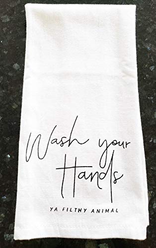 Cotton Kitchen Hand Towels Set, Soft Highly Absorbent 100% Terry Cloth Tea Towel Simple Funny Design Decorative Durable Large White Bathroom Powder Room Gift 28 X 12 Inches Set of 3 (Bathroom)