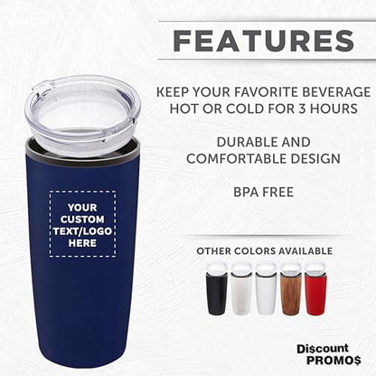 Father’s Day Custom Plastic Tumblers 20 oz Set of 6/12/24, Personalized Bulk Pack with Lids - Iced Coffee Tumbler, To Go Cup, Insulated Gift for Dad - Blue - color: - Custom – Blue