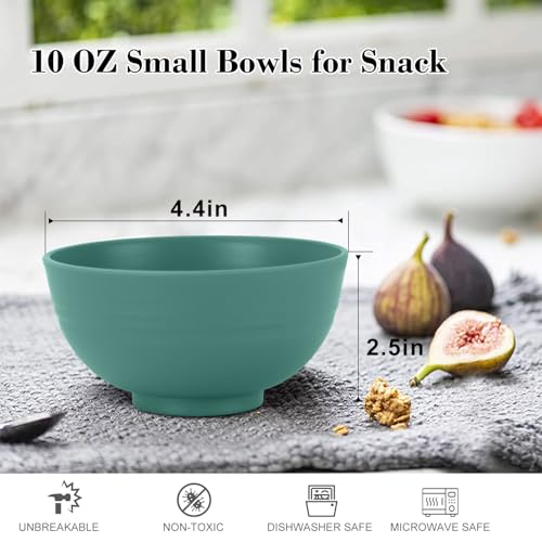wheat straw snack bowls 10oz set of 8 - Unbreakable Dessert Bowls Dishwasher Safe - Small Handy Bowls for Ice Cream,Yogurt and Fruits. Green - color: Green, size: 10 oz