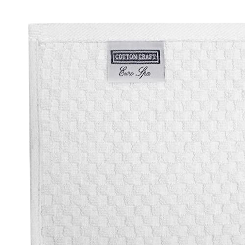 COTTON CRAFT Euro Spa Waffle Wash Cloth - Set of 12 White Washcloth | Luxury Face Towel Set - 100% Cotton - Soft Plush Absorbent Low Lint Quick Dry - Gym Shower Beach Bath Kitchen - 12x12 inches - color: White, size: 12 Pack Wash Cloths