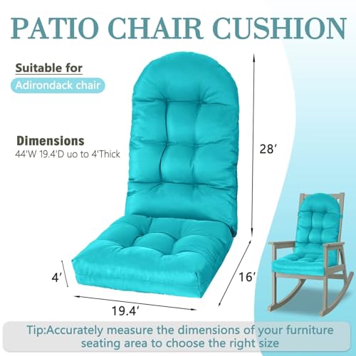 Yddsky Adirondack Chair Cushion, Rocking Cushions 44x19.4x4 inch, High Back Patio Recliner Cushion of Upper and Lower with Ties, Sunscreen and Fade-Resistant Turquoise,2 - color: Black