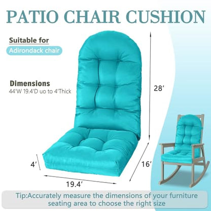 Yddsky Adirondack Chair Cushion, Rocking Cushions 44x19.4x4 inch, High Back Patio Recliner Cushion of Upper and Lower with Ties, Sunscreen and Fade-Resistant Turquoise,2 - color: Black