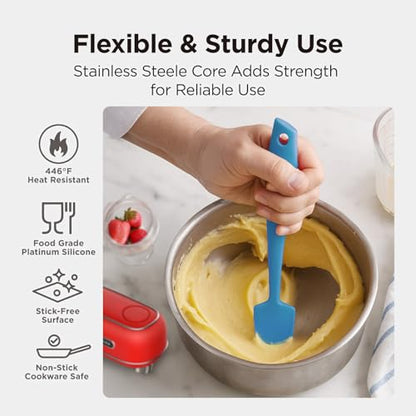 Kitchen Mama WaltzGrip Platinum Silicone Jar & Can Spatula Set, Blue | Heat-Resistant, Dishwasher Safe, Ergonomic Grip, Perfect for Mixing and Scraping, Nonstick Cookware - color: Blue