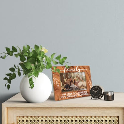 Family Gifts, Wooden Picture Frame - The Love of a Family is Life's Greatest Blessing, Gift for Dad, Mom, Grandparents, Father, From Son, Daughter, Rustic Photo Frames 4 x 6-Nature Wood Texture - color: Wooden