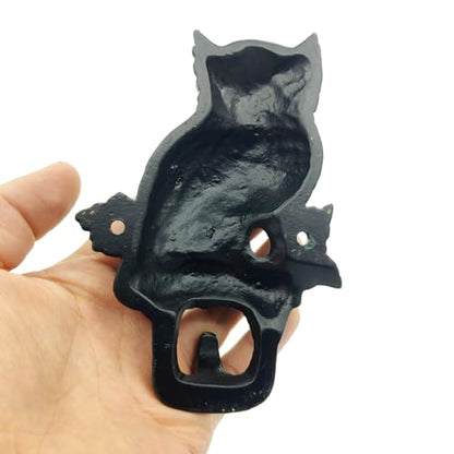 Rustic Coat Key Hanger, Owl Decorative Wall Mounted Coat Hooks, Cast Iron Animal Hooks Coat Towel Bag Hat Hanger Multiuse Entryway - color: Painted Owl