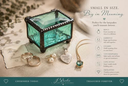 J Devlin Turquoise Stained Glass Ring Box Small Glass Keepsake Box | mall turquoise stained glass ring box for rings earrings charms tiny keepsakes and meaningful treasures - color: turquoise