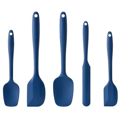 Silicone Spatula Set,5 Piece Food Grade Rubber Spatulas,Navy Blue | Spatulas Silicone Heat Resistant for Baking,Cooking,and Mixing High Heat Resistant Non Stick Dishwasher Safe BPA-Free - color: Navy Blue