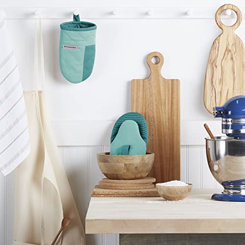 KitchenAid Beacon Two-Tone Non-Slip Mini Oven Mitt Set, Aqua Sky, 5.5"x8", 2 Piece - color: Aqua Sky