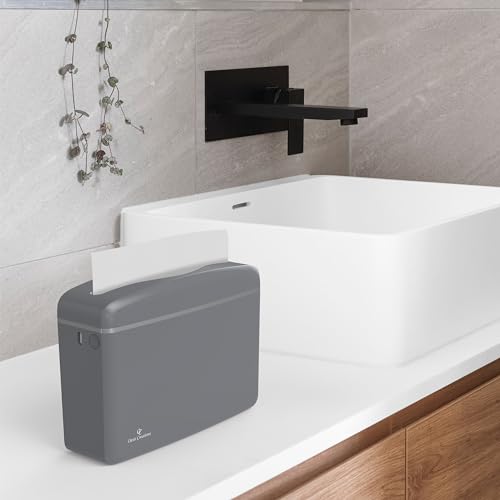 Countertop Multifold Hand Paper Towel Dispenser by Oasis Creations, Single Sheet Dispensing – Glossy Gray - color: Gray