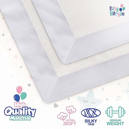 Thermal Waffle Knit Throw Blanket Satin Trim White 50" x 60" | Adult throw blanket with soft lightweight waffle knit design, satin trim & breathable layer for couch, bed & living room use. - color: White - Satin Trim