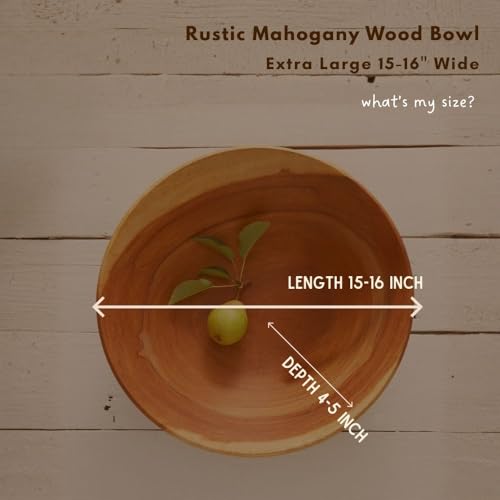 Rustic Wood Bowls for Serving Salads (Extra Large (15-16")) - size: Extra Large (15-16")