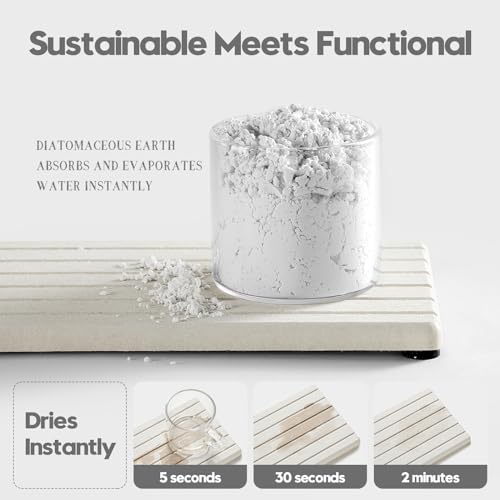 2 Pack Greige Bathroom Sink Vanity Trays, Diatomite Stone Kitchen Counter Caddy Dish Soap Dispenser Sponge Holder, Water Absorbing Mat Organizer for Plant,Cosmetic Bottle, Beige, 8"x3.8" - color: 2pcs - 8"x 3.8" - Beige