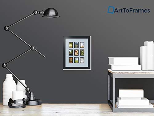 Art to Frames Double-Multimat-78-860/89-FRBW26079 Collage Photo Frame Double Mat with 9-2x3 Openings and Satin Black Frame - color: Baby Blue, size: 9 - 2x3