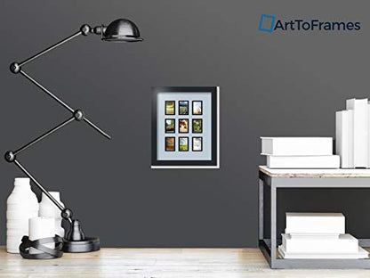 Art to Frames Double-Multimat-78-860/89-FRBW26079 Collage Photo Frame Double Mat with 9-2x3 Openings and Satin Black Frame - color: Baby Blue, size: 9 - 2x3