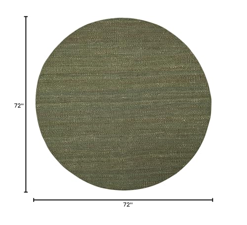 SAFAVIEH Natural Fiber Collection 6' Round Green NF368G Handmade Boho Fringe Woven Jute Area Rug - color: Green, size: 6' (Round)