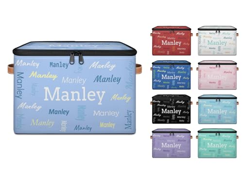 Custom Storage Basket with Name, Personalized Keepsake Memory Box | Foldable Sturdy Large Storage Bin Organizer with Handle Lid Lightweight Waterproof Dustproof, 14"L x 10.2"W x 10.4"H - color: Option 4