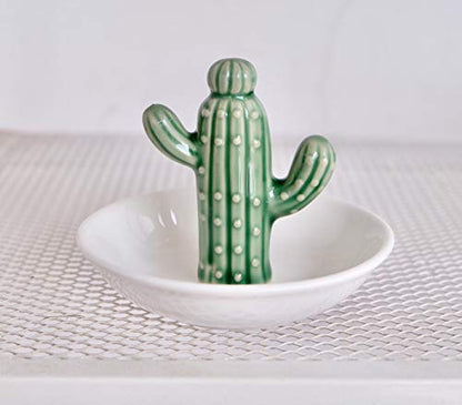 PUDDING CABIN Cactus Gifts for Women Christmas, Cactus Ring Holder Dish, Birthday Gifts for Women Thanksgiving Xmas Valentine's Day, Decorative Cactus Decor, Home Decor - style: Cactus Green