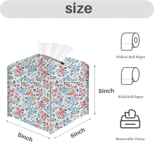 Floral Tissue Box Cover, Tissue Box Holder for Home, Restaurant - color: Pink Blue Flower 379