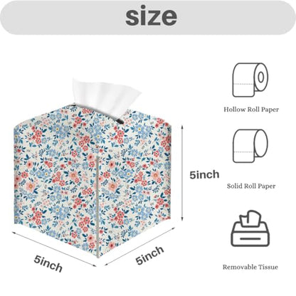 Floral Tissue Box Cover, Tissue Box Holder for Home, Restaurant - color: Pink Blue Flower 379