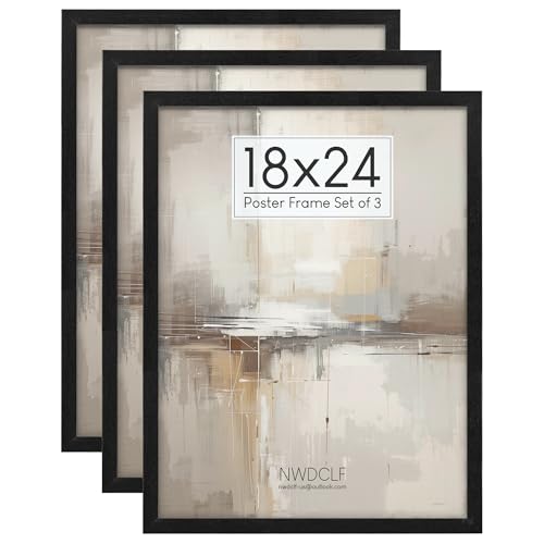 18x24 Poster Frame Black 3 Pack, Scratch-Proof Picture Frames 18 x 24 with HD Plexiglass, Wall Gallery Photo Frames, Horizontal or Vertical Wall Mounting - color: Black, size: 18X24