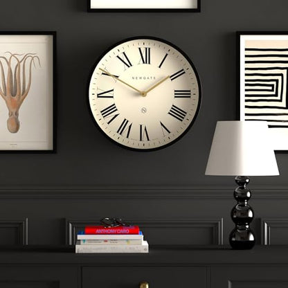 NEWGATE® Universal wall Clock | Large Modern Classic Clock | 17" | Deep matt Black Metal case | Roman Numerals | Classic Style for Kitchen, Living Room or Office - style: Roman
