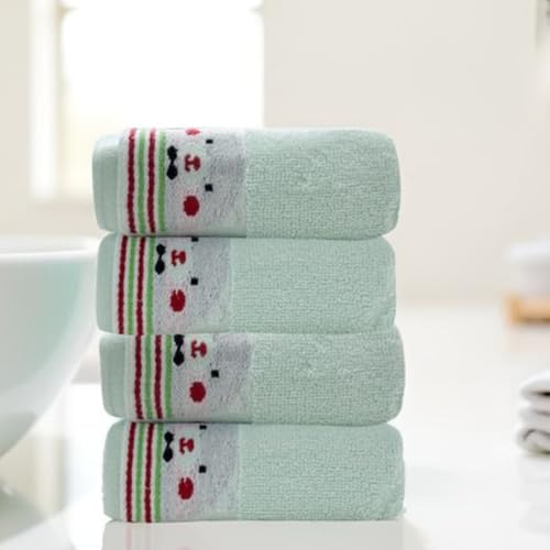 Cotton Towels Set Fingertip Bear Hand Towels Soft & Absorbent Kids Towels for Bathroom Shower Washroom Toilet (10 x 20 inches,4 Pack, Light Green) - color: Light Green, size: 4 pack