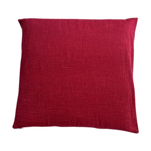 Zabuton Floor Pillow with Removable Cover - Traditional Japanese Decor | 90% Cotton, 10% Polyester Filling, Fluffy Floor Cushion for Couch, Living Room Seating or Meditation - color: Mura Red