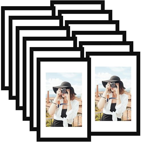 11x17 Picture Frame Set of 12, Modern Gallery Wall Frames, Black | Fits 8x12 With Mat or 11x17 Without Mat, Clear Shatterproof Cover, Horizontal or Vertical Wall Mounting, Poster Frame - color: Black, size: 11x17