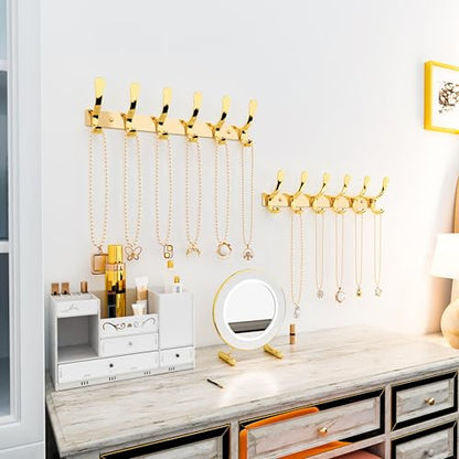 SKOLOO Heavy Duty Wall Mounted Coat Rack - 6 Hooks, Stainless Steel, Sturdy Coat Hooks for Hanging Coats, Jacket, Clothes, Hat, Bright Gold - color: Bright Gold, size: 6 Hook(1 Pack)