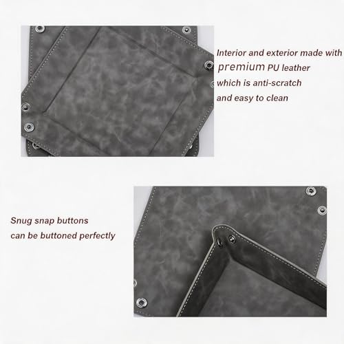 Valet Tray Desktop Storage Organizer – Vegan Leather Catchall Bedside Vanity Tray Nightstand Caddy Holder for Remote Controller, Watch, Keys, Phone, Wallet, Coin, Jewelry, Stone Gray Brown - color: Stone Gray Brown