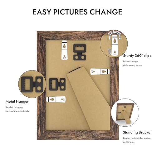 Hongkee 3.5x5 Picture Frame with Real Glass Wood Frame(Rustic Brown, 1 Pack) - color: Rustic Brown, size: 3.5X5 in