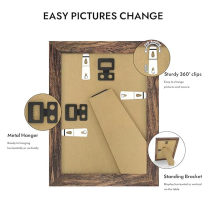 Hongkee 3.5x5 Picture Frame with Real Glass Wood Frame(Rustic Brown, 1 Pack) - color: Rustic Brown, size: 3.5X5 in