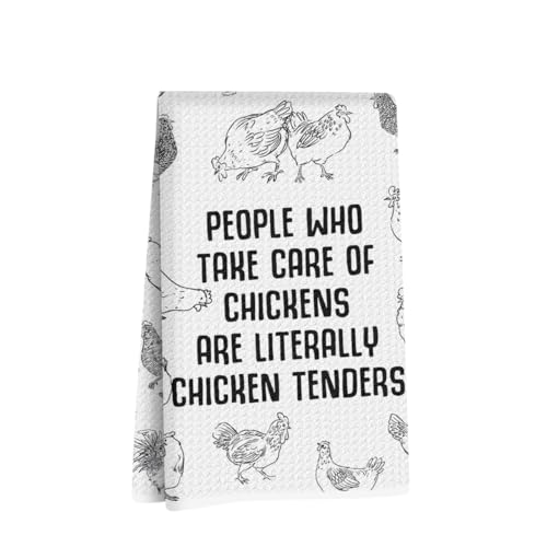 Jztco Funny Chicken Kitchen Towels, Chickens Gifts Reusable Hand Towels | Waffle Absorbent Dish Towels for Kitchen Home Decor, Chicken Lover Gifts for Women Mom 24x14 Inch - color: Multi 1493