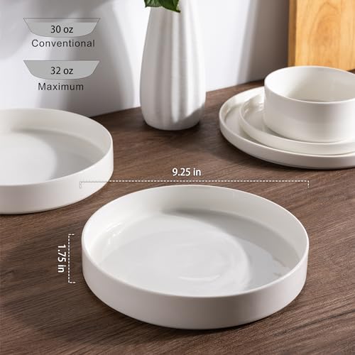 LERATIO Large Pasta Bowls,38oz Ceramic Pasta Bowls,9.25" Reactive Glaze Pasta Bowl Set of 4,Microwave & Dishwasher,Oven Safe,Wide Serving Bowls for Salad,Pasta,Fruit,Scratch Resistan -White - color: White, size: Set of 4