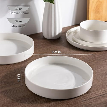LERATIO Large Pasta Bowls,38oz Ceramic Pasta Bowls,9.25" Reactive Glaze Pasta Bowl Set of 4,Microwave & Dishwasher,Oven Safe,Wide Serving Bowls for Salad,Pasta,Fruit,Scratch Resistan -White - color: White, size: Set of 4