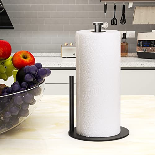 Paper Towel Holder Countertop, OBODING, Black Kitchen Paper Towel Holder Stand for Kitchen and Bathroom Organization, Stainless Steel Paper Towel Holders for Standard and Large Rolls (Matte Black) - color: Black