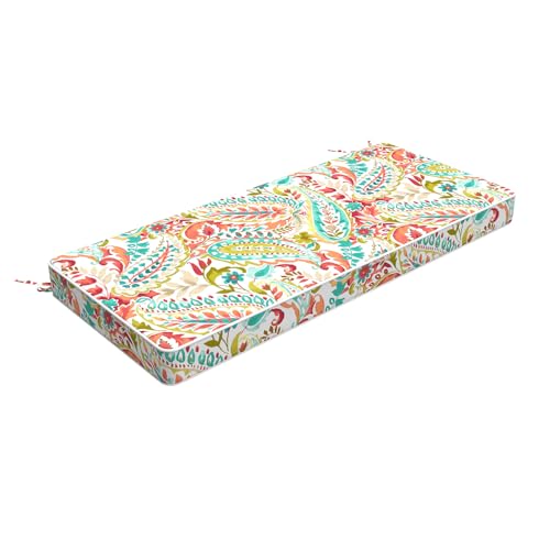 LVTXIII Bench Cushion with Ties, 42x18 Inch Water-Repellent Patio Furniture Cushion, 3" Thick Foam Pad for Outdoor Indoor Window Seat, Porch Swing, Loveseat, Pretty Paisley - color: Pretty Paisley, size: 42"x18"x3"