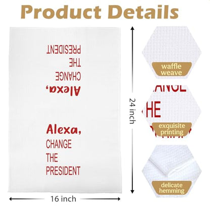 Funny Political Kitchen Towels - Funny Decorative Waffle Dish Towels, Change The President Hand Tea Towel, 16x24 Inches - Red - color: Red