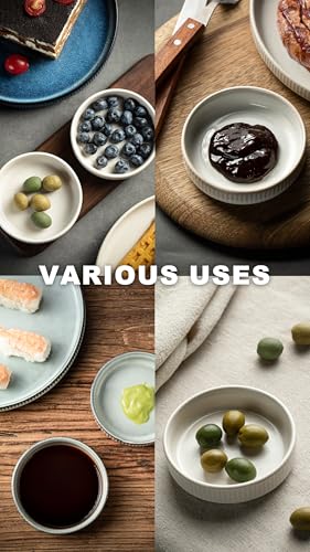 famiware Soy Sauce Dish, 4oz Dipping Bowls Set of 6, Cappuccino White | Ceramic Individual Dip Sauce Cups/Dishes/Plates, Small Serving Bowls for Side Dishes, Condiments, Sushi, Reactive Glaze - color: Cappuccino White, size: 6pcs
