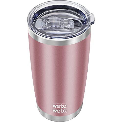WETOWETO 20oz Insulated Stainless Steel Tumbler, Double Wall Vacuum Travel Coffee Mug, Powder Coated Tumbler Cup (Rose Gold,1) - color: A1-Rose Gold, style: Tumbler, 1 Lid