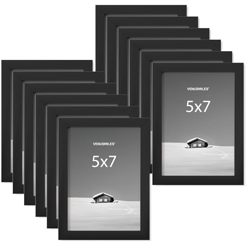 5x7 Picture Frame, Display 5x7 Photo Frames - High Definition Plexiglass - Vertical and Horizontal Display - Wall Hanging or Table Top Frame - Black, 12 Pack - color: Black, size: 5x7, 12P