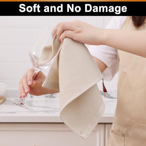 Homaxy 100% Cotton Waffle Weave Dish Cloths, 6 Pack, Beige | Soft and Absorbent Dish Towels, 12 x 12 Inches Quick Dry Dish Rags - color: Begie, size: 12 x 12 - 6 Pack