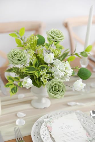 Serra Flora Artificial Greenery Stems Box Set,(Pack of 42pcs) with 7 Kinds of Faux Pink Green Filler for DIY Bridal Bouquets Wedding Floral Arrangement Table Centerpieces - color: Grass Green